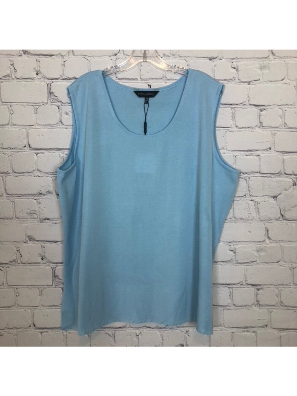 NWT Ming Wang Blue Sleeveless Top Plus Size 2X Acrylic Knit